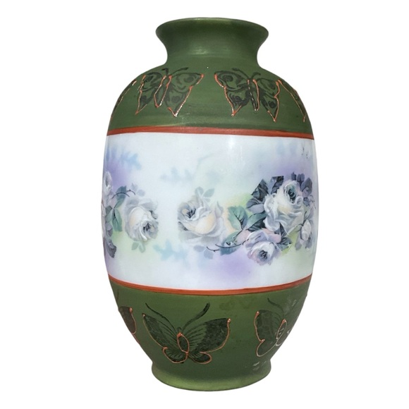 Royal Bayreuth Bavaria Butterfly and Rose 5.5” Bud Vase Flower Vase - Picture 3 of 9